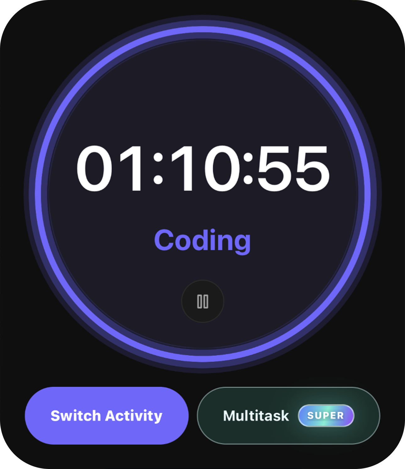Locked In active timer and multitask controls